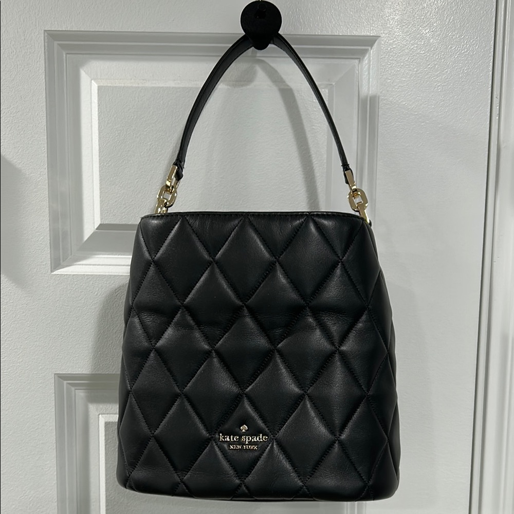 Kate Spade Black Quilted Shoulder Bag with Gold Hardware